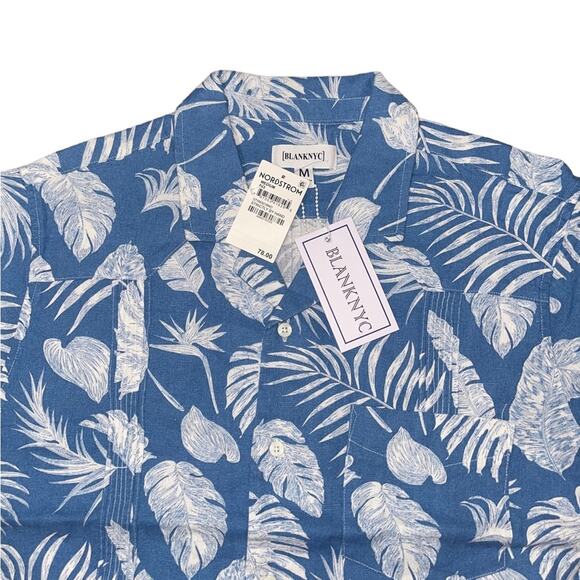 NWT! Blank NYC Strictly by Hand Linen Aloha Short Sleeve Shirt - Size Medium - Picture 3 of 4